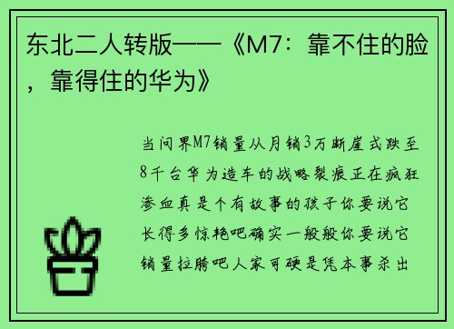 东北二人转版——《M7：靠不住的脸，靠得住的华为》